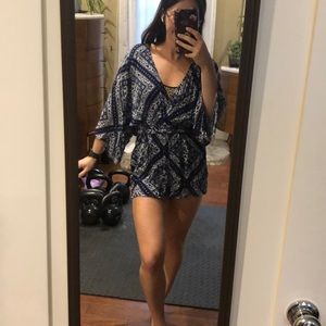 BLUE AND WHITE SHORTS ROMPER